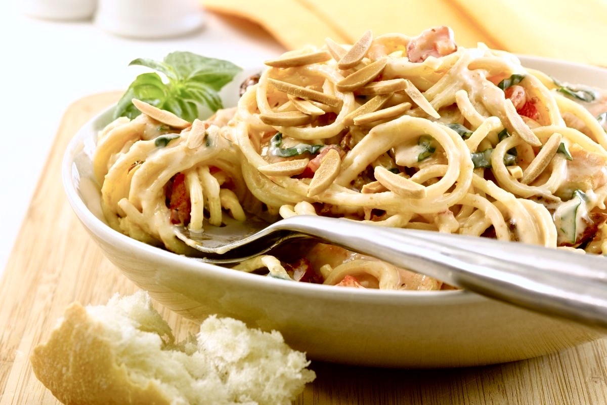 Pantry Pasta with Chicken and Almond Cream