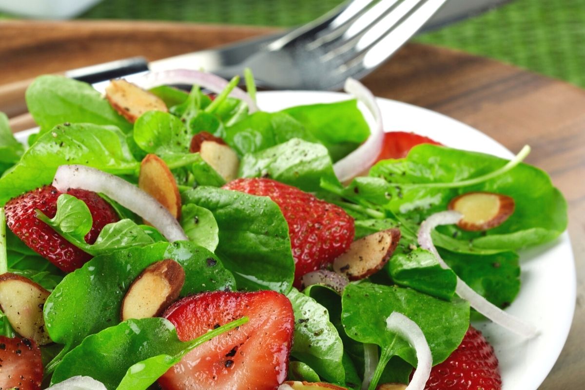 Watercress Strawberry and Almond Salad