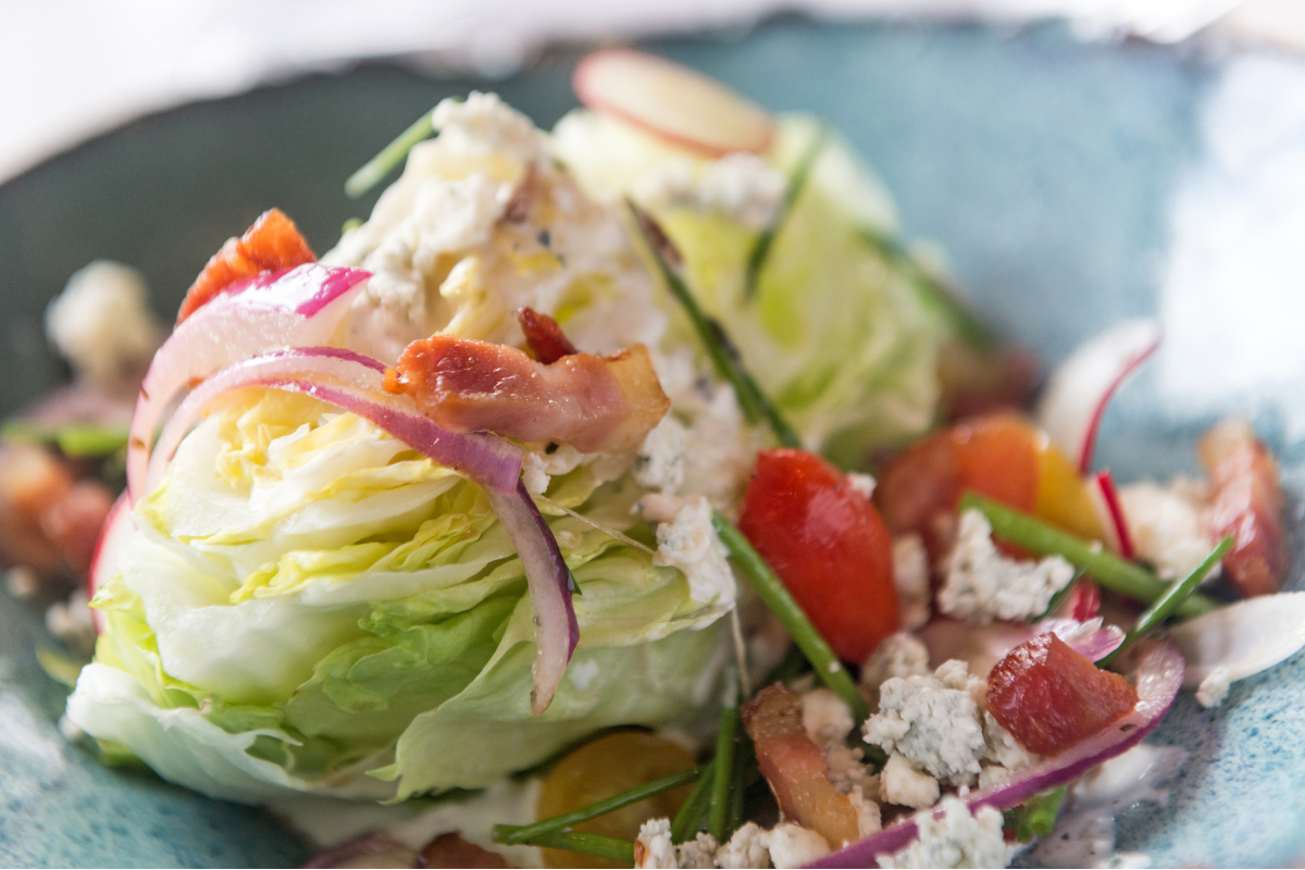 Wedge Salad With Blue-Cheese, Apples & Toasted Almonds