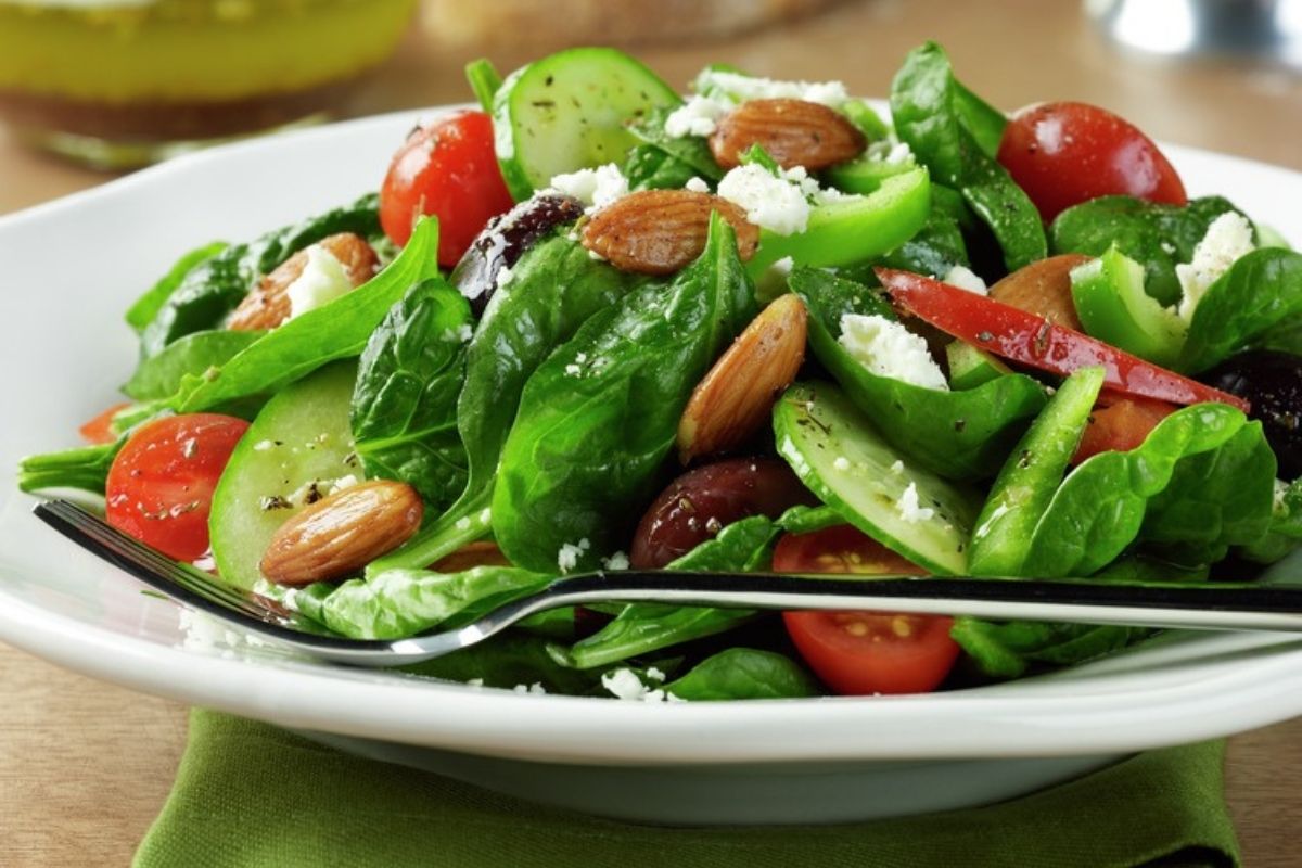 Greek Spinach Almond Salad